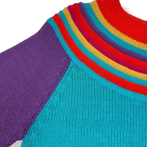 ❌SOLD❌1970's QUEENS WAY TO FASHION rainbow knit sweater made in Korea - Picture 9 of 17